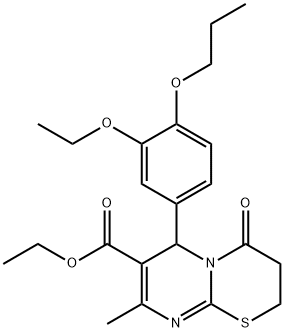 ethyl 6-(3-ethoxy-4-propoxyphenyl)-8-methyl-4-oxo-3,4-dihydro-2H,6H-pyrimido[2,1-b][1,3]thiazine-7-carboxylate 结构式