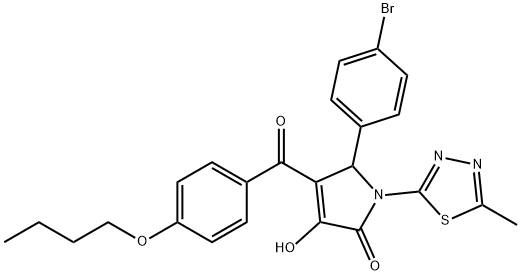 5-(4-bromophenyl)-4-(4-butoxybenzoyl)-3-hydroxy-1-(5-methyl-1,3,4-thiadiazol-2-yl)-1,5-dihydro-2H-pyrrol-2-one 结构式