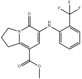 METHYL 5-OXO-6-(2-TRIFLUOROMETHYLPHENYLAMINO)-1,2,3,5-TETRAHYDROINDOLIZINE-8-CARBOXYLATE 结构式