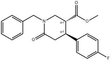 trans 1-Benzyl-4-(4-fluorophenyl)-6-oxopiperidine-3-carboxylic Acid Methyl Ester 结构式