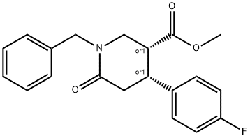 cis 1-Benzyl-4-(4-fluorophenyl)-6-oxopiperidine-3-carboxylic Acid Methyl Ester 结构式