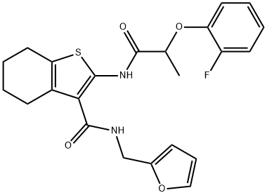 2-{[2-(2-fluorophenoxy)propanoyl]amino}-N-(2-furylmethyl)-4,5,6,7-tetrahydro-1-benzothiophene-3-carboxamide 结构式