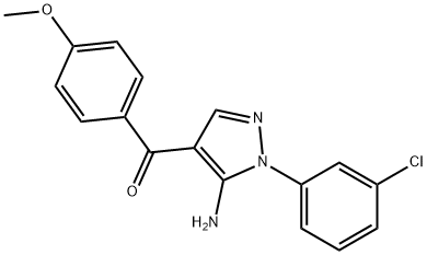 (5-AMINO-1-(3-CHLOROPHENYL)-1H-PYRAZOL-4-YL)(4-METHOXYPHENYL)METHANONE 结构式