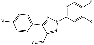 1-(3-CHLORO-4-FLUOROPHENYL)-3-(4-CHLOROPHENYL)-1H-PYRAZOLE-4-CARBALDEHYDE 结构式