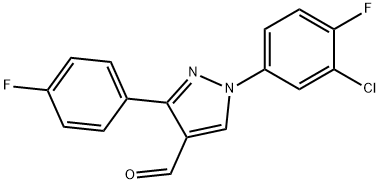 1-(3-CHLORO-4-FLUOROPHENYL)-3-(4-FLUOROPHENYL)-1H-PYRAZOLE-4-CARBALDEHYDE 结构式