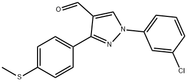1-(3-CHLOROPHENYL)-3-(4-(METHYLTHIO)PHENYL)-1H-PYRAZOLE-4-CARBALDEHYDE 结构式