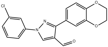 1-(3-CHLOROPHENYL)-3-(2,3-DIHYDROBENZO[B][1,4]DIOXIN-6-YL)-1H-PYRAZOLE-4-CARBALDEHYDE 结构式
