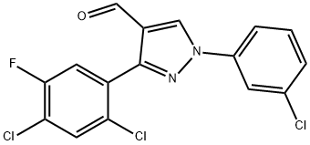 3-(2,4-DICHLORO-5-FLUOROPHENYL)-1-(3-CHLOROPHENYL)-1H-PYRAZOLE-4-CARBALDEHYDE 结构式