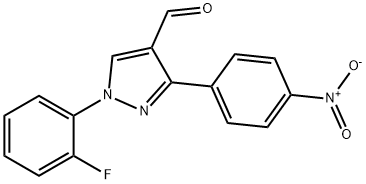 1-(2-FLUOROPHENYL)-3-(4-NITROPHENYL)-1H-PYRAZOLE-4-CARBALDEHYDE 结构式