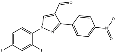 1-(2,4-DIFLUOROPHENYL)-3-(4-NITROPHENYL)-1H-PYRAZOLE-4-CARBALDEHYDE 结构式