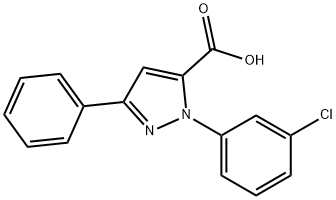 1-(3-CHLOROPHENYL)-3-PHENYL-1H-PYRAZOLE-5-CARBOXYLIC ACID 结构式