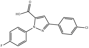 3-(4-CHLOROPHENYL)-1-(4-FLUOROPHENYL)-1H-PYRAZOLE-5-CARBOXYLIC ACID 结构式