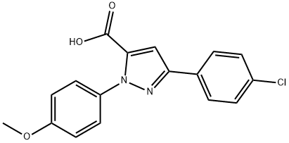 3-(4-CHLOROPHENYL)-1-(4-METHOXYPHENYL)-1H-PYRAZOLE-5-CARBOXYLIC ACID 结构式