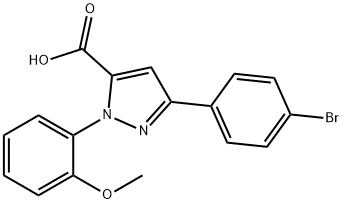 3-(4-BROMOPHENYL)-1-(2-METHOXYPHENYL)-1H-PYRAZOLE-5-CARBOXYLIC ACID 结构式