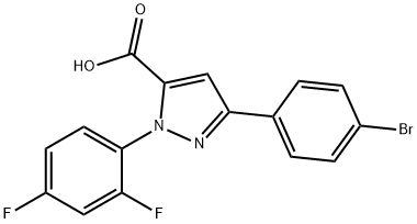 3-(4-BROMOPHENYL)-1-(2,4-DIFLUOROPHENYL)-1H-PYRAZOLE-5-CARBOXYLIC ACID 结构式