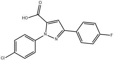 1-(4-CHLOROPHENYL)-3-(4-FLUOROPHENYL)-1H-PYRAZOLE-5-CARBOXYLIC ACID 结构式