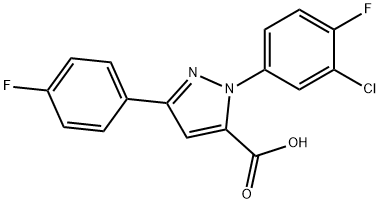 1-(3-CHLORO-4-FLUOROPHENYL)-3-(4-FLUOROPHENYL)-1H-PYRAZOLE-5-CARBOXYLIC ACID 结构式