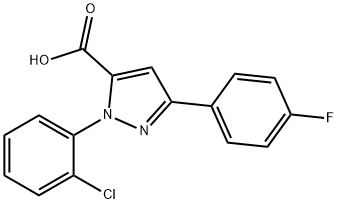 1-(2-CHLOROPHENYL)-3-(4-FLUOROPHENYL)-1H-PYRAZOLE-5-CARBOXYLIC ACID 结构式
