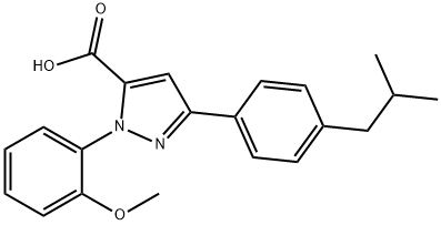 3-(4-ISOBUTYLPHENYL)-1-(2-METHOXYPHENYL)-1H-PYRAZOLE-5-CARBOXYLIC ACID 结构式