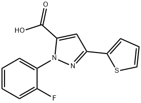 1-(2-FLUOROPHENYL)-3-(THIOPHEN-2-YL)-1H-PYRAZOLE-5-CARBOXYLIC ACID 结构式