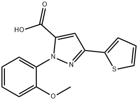 1-(2-METHOXYPHENYL)-3-(THIOPHEN-2-YL)-1H-PYRAZOLE-5-CARBOXYLIC ACID 结构式