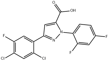 3-(2,4-DICHLORO-5-FLUOROPHENYL)-1-(2,4-DIFLUOROPHENYL)-1H-PYRAZOLE-5-CARBOXYLIC ACID 结构式