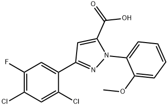 3-(2,4-DICHLORO-5-FLUOROPHENYL)-1-(2-METHOXYPHENYL)-1H-PYRAZOLE-5-CARBOXYLIC ACID 结构式