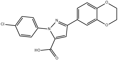 1-(4-CHLOROPHENYL)-3-(2,3-DIHYDROBENZO[B][1,4]DIOXIN-7-YL)-1H-PYRAZOLE-5-CARBOXYLIC ACID 结构式