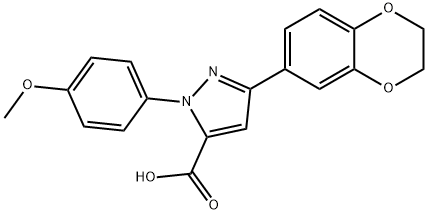 3-(2,3-DIHYDROBENZO[B][1,4]DIOXIN-7-YL)-1-(4-METHOXYPHENYL)-1H-PYRAZOLE-5-CARBOXYLIC ACID 结构式