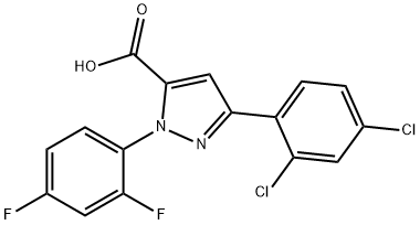 3-(2,4-DICHLOROPHENYL)-1-(2,4-DIFLUOROPHENYL)-1H-PYRAZOLE-5-CARBOXYLIC ACID 结构式