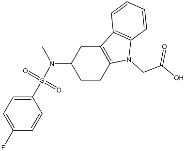 (+)-3-[[(4-FLUOROPHENYL)SULFONYL]METHYLAMINO]-1,2,3,4-TETRAHYDRO-9H-CARBAZOLE-9-ACETIC ACID 结构式