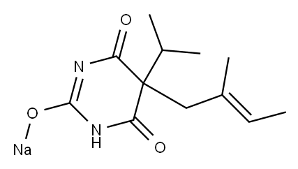 5-Isopropyl-5-(2-methyl-2-butenyl)-2-sodiooxy-4,6(1H,5H)-pyrimidinedione 结构式
