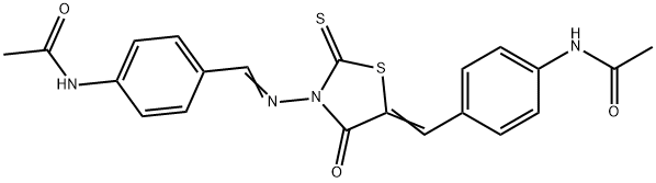 N-[4-[[3-[[[4-(Acetylamino)phenyl]methylene]amino]-4-oxo-2-thioxothiazolidin-5-ylidene]methyl]phenyl]acetamide 结构式