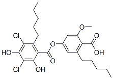 3,5-Dichloro-2,4-dihydroxy-6-pentylbenzoic acid 4-carboxy-3-methoxy-5-pentylphenyl ester 结构式