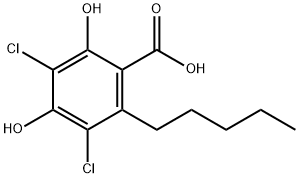 3,5-Dichloro-2,4-dihydroxy-6-pentylbenzoic acid 结构式