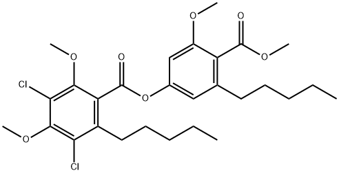 3,5-Dichloro-2,4-dimethoxy-6-pentylbenzoic acid 3-methoxy-4-(methoxycarbonyl)-5-pentylphenyl ester 结构式