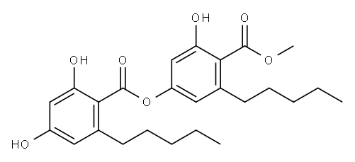 2,4-Dihydroxy-6-pentylbenzoic acid 3-hydroxy-4-(methoxycarbonyl)-5-pentylphenyl ester 结构式