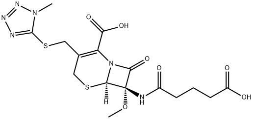 (7S)-7-[(4-Carboxy-1-oxobutyl)amino]-7-methoxy-3-[[(1-methyl-1H-tetrazol-5-yl)thio]methyl]cepham-3-ene-4-carboxylic acid 结构式