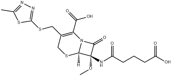 (7S)-7-[(4-Carboxy-1-oxobutyl)amino]-7-methoxy-3-[[(5-methyl-1,3,4-thiadiazol-2-yl)thio]methyl]cepham-3-ene-4-carboxylic acid 结构式