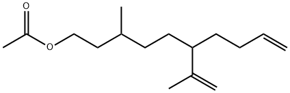 3-Methyl-6-isopropenyl-9-decen-1-ol acetate 结构式