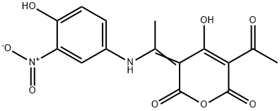 5-acetyl-4-hydroxy-3-[1-[(4-hydroxy-3-nitrophenyl)amino]ethylidene]-2H-pyran-2,6(3H)-dione 结构式