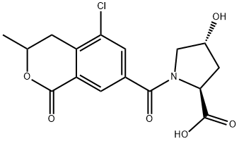 L-Proline, 1-((5-chloro-3,4-dihydro-3-methyl-1-oxo-1H-2-benzopyran-7-y l)carbonyl)-4-hydroxy-, trans- 结构式