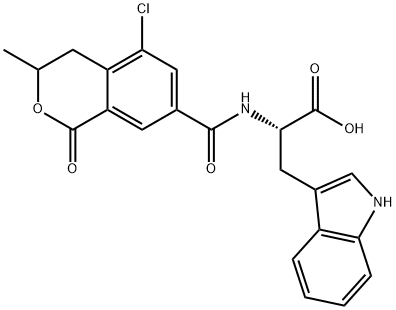 L-Tryptophan, N-((5-chloro-3,4-dihydro-3-methyl-1-oxo-1H-2-benzopyran- 7-yl)carbonyl)- 结构式