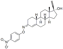(17R)-17-Hydroxy-19-norpregn-4-en-20-yn-3-one O-(4-nitrophenyl)oxime 结构式