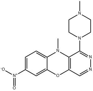 10-Methyl-1-(4-methyl-1-piperazinyl)-7-nitro-10H-pyridazino[4,5-b][1,4]benzoxazine 结构式