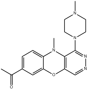 1-[10-Methyl-1-(4-methyl-1-piperazinyl)-10H-pyridazino[4,5-b][1,4]benzoxazin-7-yl]ethanone 结构式