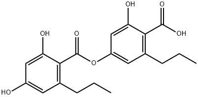 2,4-Dihydroxy-6-propylbenzoic acid (4-carboxy-3-hydroxy-5-propylphenyl) ester 结构式
