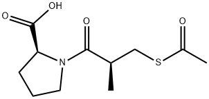 D-(S)-3-乙酰巯基-2-甲基丙酰基-L-脯氨酸, 64838-55-7, 结构式