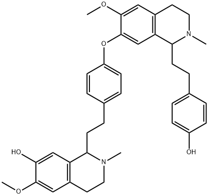 1,2,3,4-Tetrahydro-6-methoxy-2-methyl-1-[2-[4-[[1,2,3,4-tetrahydro-1-[2-(4-hydroxyphenyl)ethyl]-6-methoxy-2-methylisoquinolin-7-yl]oxy]phenyl]ethyl]isoquinolin-7-ol 结构式