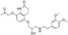 5-[3-[2-(3,4-dimethoxyphenyl)ethylamino]-2-hydroxy-propoxy]-8-(2-oxopr opoxy)-3,4-dihydro-1H-quinolin-2-one 结构式